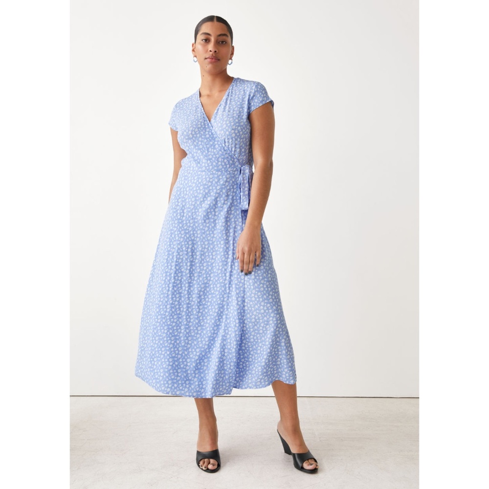 & Other Stories Blue Floral Wrap Dress 4